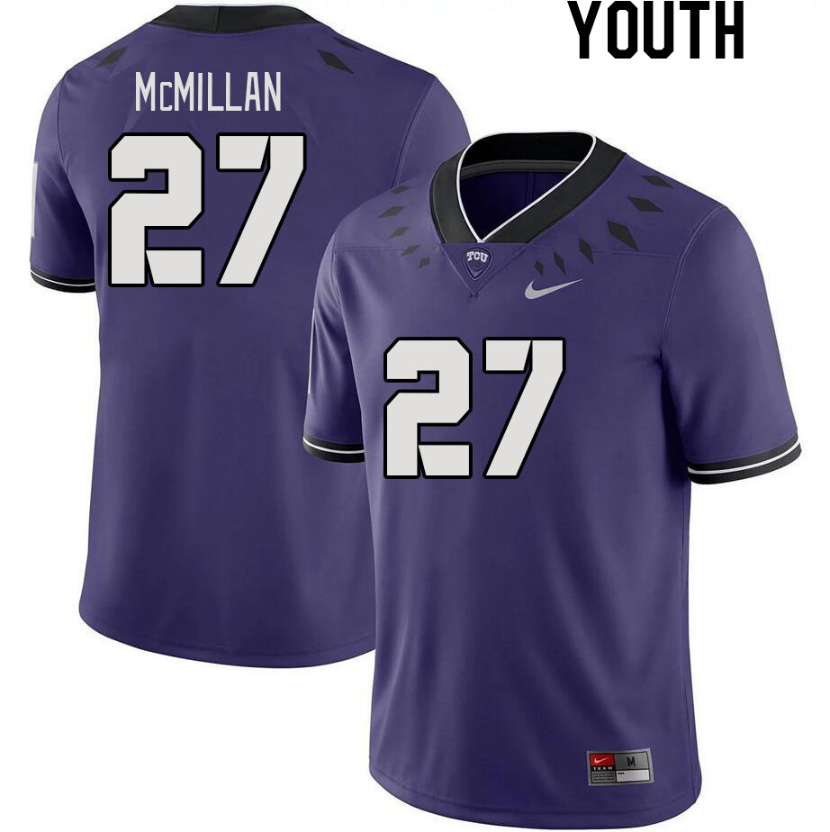 Youth #27 Jaionte McMillan TCU Horned Frogs 2023 College Footbal Jerseys Stitched-Purple - Click Image to Close